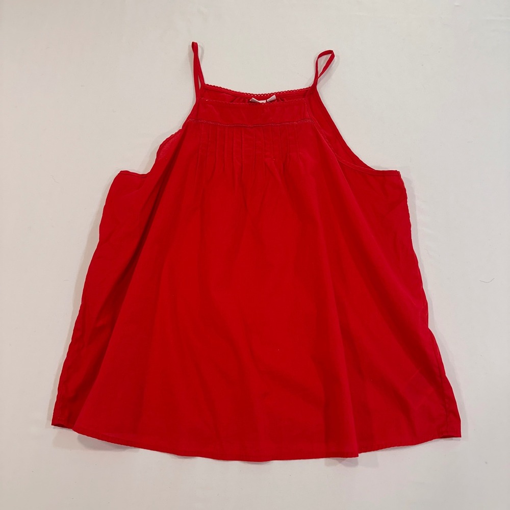 Gap Pintuck Crochet Lace Trim Cami Tank Top Women Size M Red Cotton Boho Summer - Picture 2 of 6